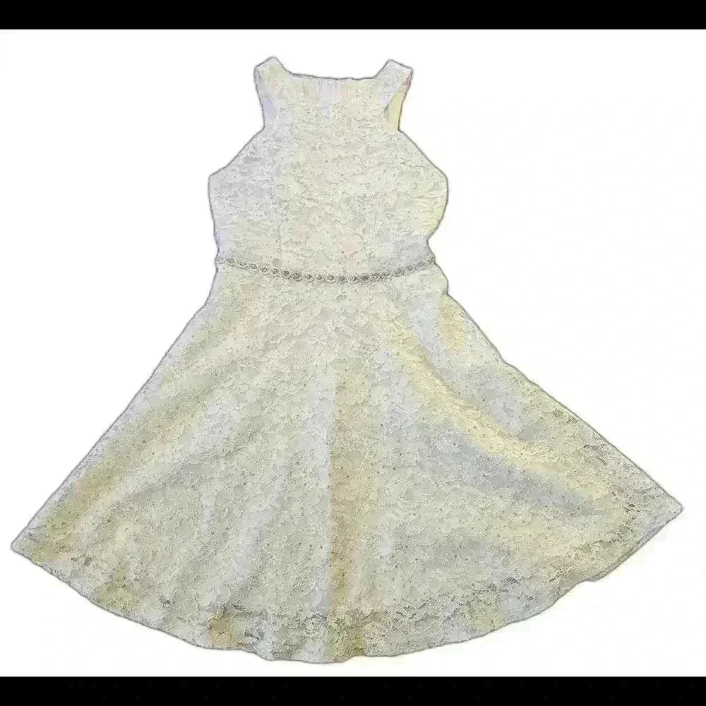 Charming Lace A-Line Dress with Beaded Waist